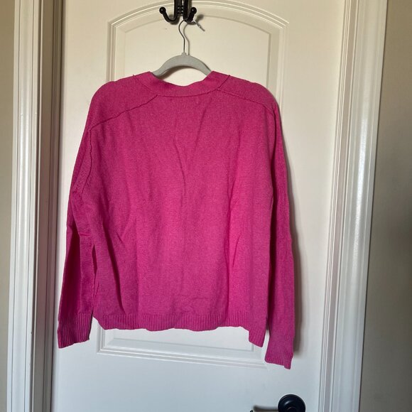 NWT Loft Cropped V-Neck Cardigan Rose Flash Size Medium - Picture 3 of 4